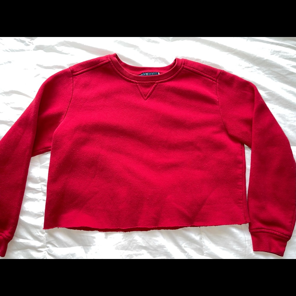red cropped sweater